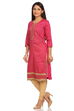 Pink Cotton Straight Kurta image number 2