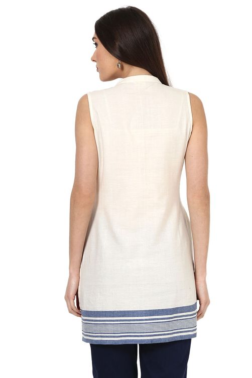 Off White Straight Cotton Indie Top image number 6