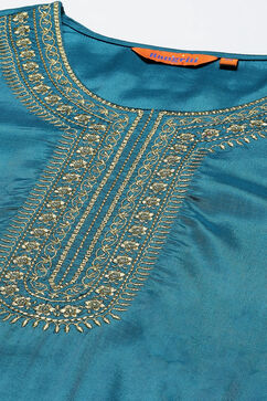 Teal Green Viscose A Line Suit Set image number 1