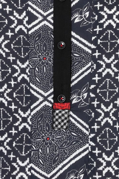 Black Kalidar Cotton Kurta image number 4