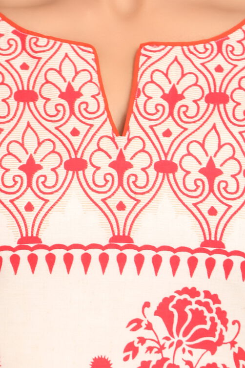 Beige Asymmetric Cotton Kurta image number 4
