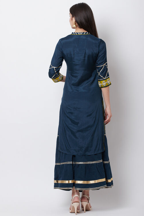 Peach Viscose Cotton Straight Suit Set image number 4