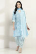 Blue Cotton Straight Set image number 6
