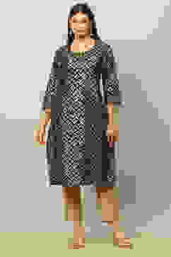 Black Cotton Printed Straight Kurta image number 5