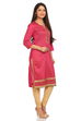 Pink Cotton Straight Kurta image number 1