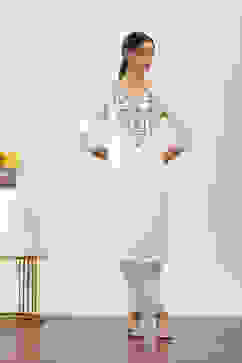 White Cotton Blend Straight Kurtas image number 5