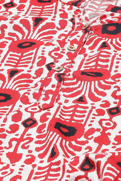 Red LIVA Kurta Set image number 1