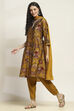 Mustard Viscose Blend Printed Kalidar Suit Set image number 3