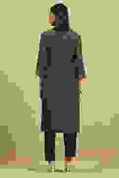 Grey Viscose Rayon Printed Straight Kurta image number 3