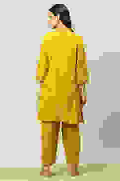 Yellow Printed Straight Co-ord Set image number 4