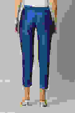 Coblt Blue Polyester Slim Solid Pants image number 4