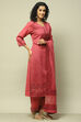 Maroon Poly Viscose Straight Yarndyed Kurta Palazzo Suit Set image number 6