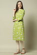 Green Floral Printed Straight Kurta image number 2