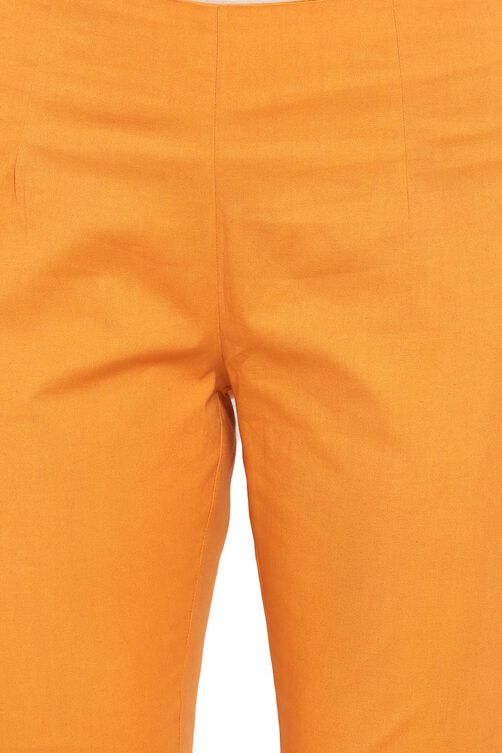 Orange Art Silk Slim Pants image number 1