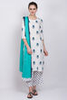 Off White Viscose Straight Suit Set image number 2