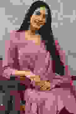 Coral Polyester Yarndyed Straight Suit Set image number 7