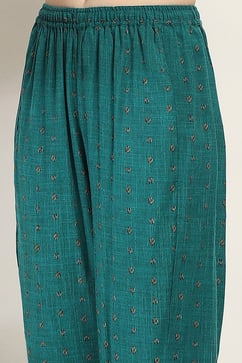 Teal Printed Straight Kurta Set image number 2