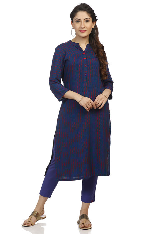 Indigo Straight Viscose Rayon Kurta image number 0