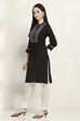 Black Viscose Rayon Straight Kurta image number 2
