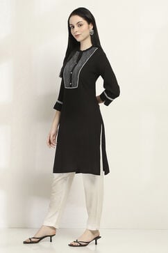 Black Viscose Rayon Straight Kurta image number 2