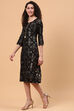 Black LIVA A Line Kurta Dress image number 2