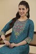 Emerald Green Viscose Rayon Straight Printed  image number 1