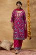 Fuschia Viscose Rayon Straight Printed  image number 4