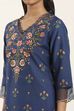 Blue Viscose Rayon Straight Kurta Pants Set image number 1