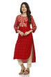 Maroon Straight Viscose Kurta image number 3