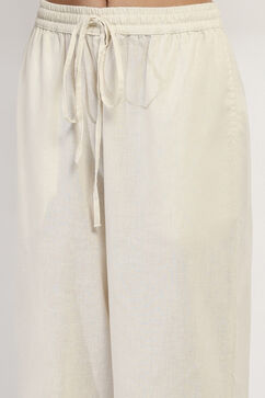 Off-White Cotton Blend Straight Kurta Set image number 1