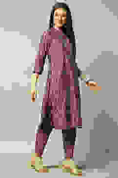 Maroon Viscose Printed Straight Kurta Set image number 5