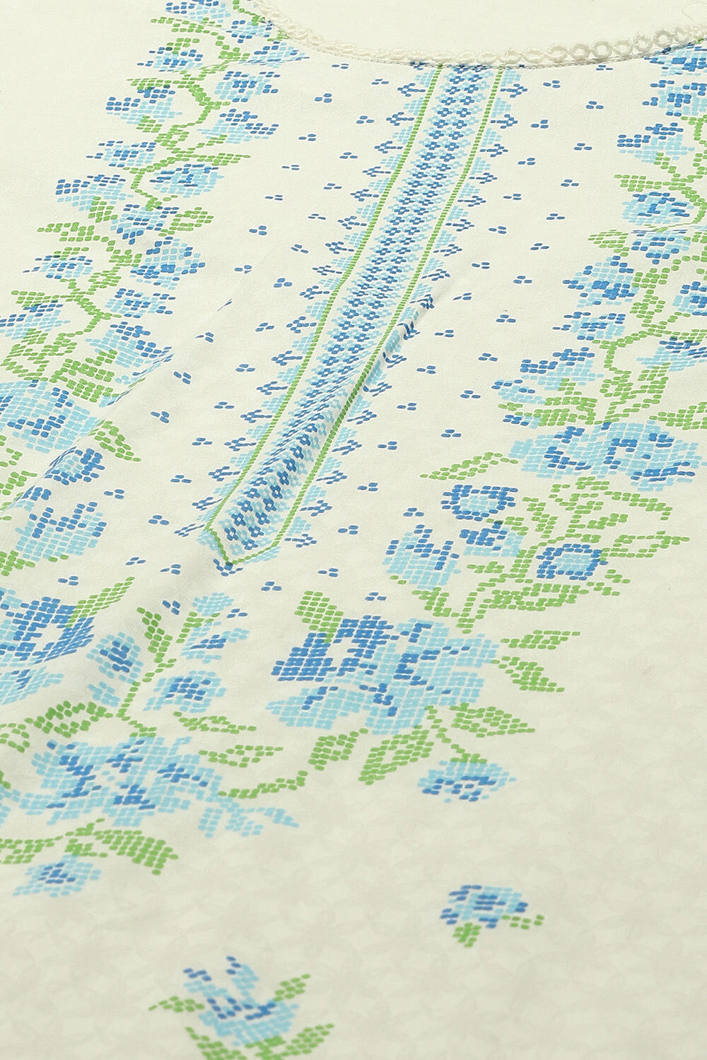 White Cambric Floral Printed Straight Kurta Set image number 1