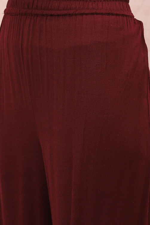 Maroon Art Silk Straight Suit Set image number 2