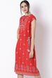 Red Viscose A-Line Dress image number 3