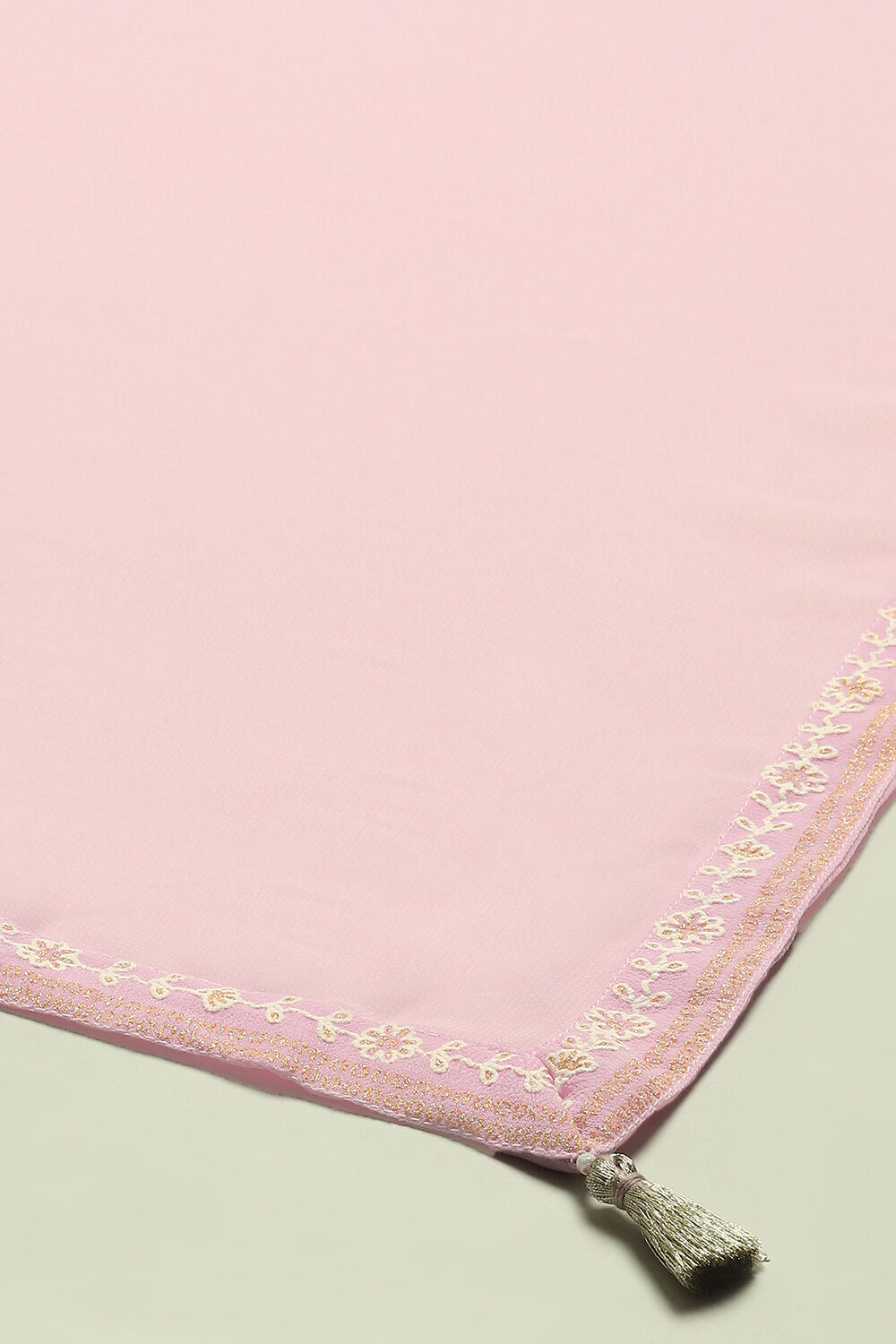 White Poly Georgette Solid Dupatta image number 1