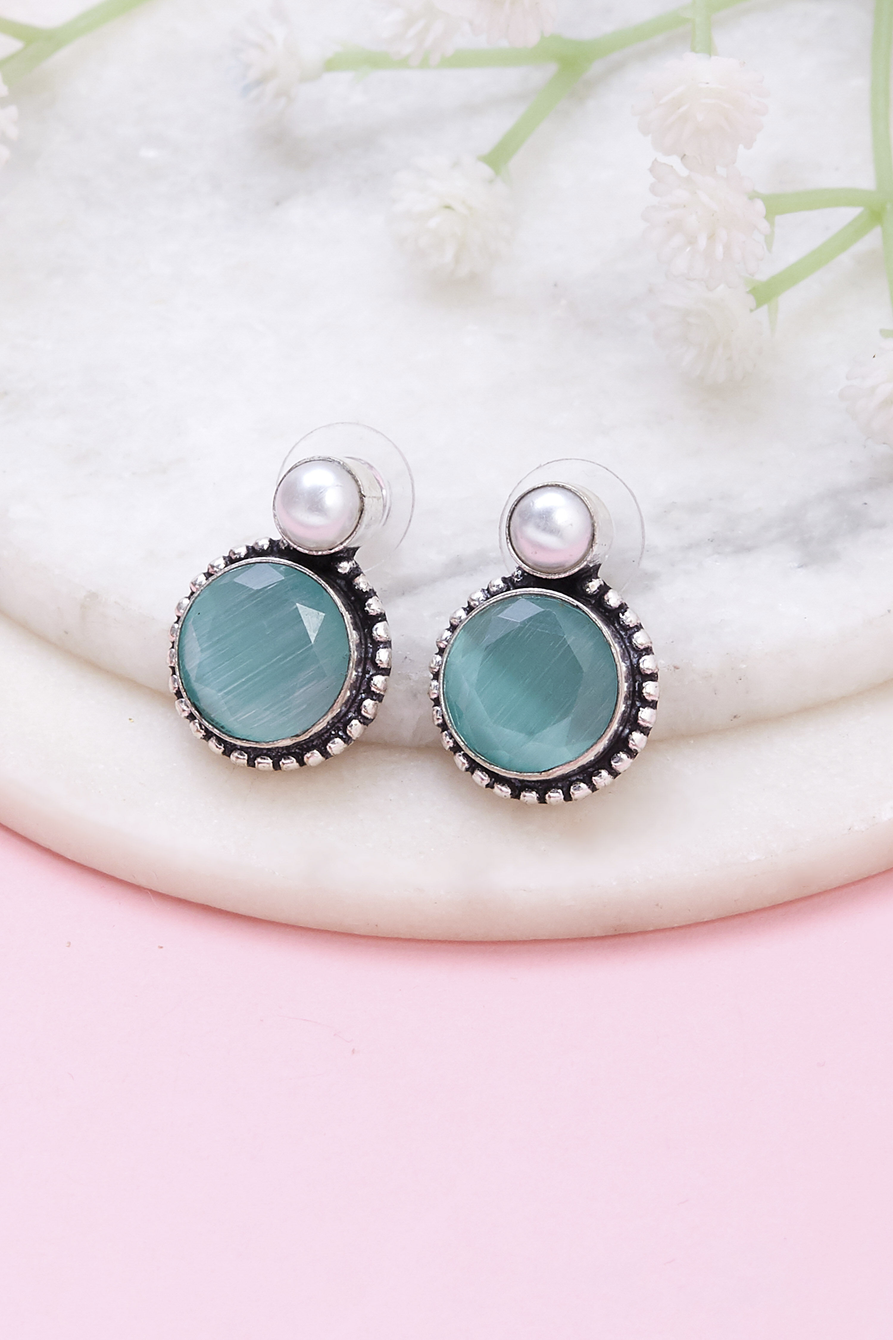 Mint Green Brass Studs image number 0