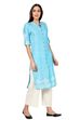 Blue Straight Poly Cotton Kurta image number 5