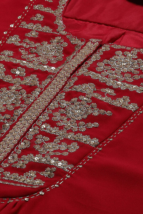 Red Art Silk Straight Suit Set image number 1