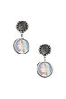 Handpainted Floral Blue Earrings With Filigree Beads image number 1