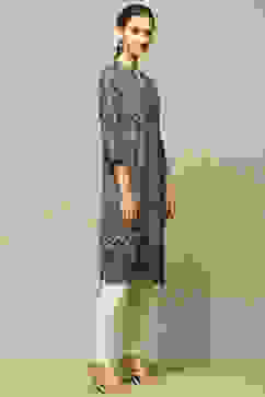 Black Rayon Printed Straight Kurta image number 4