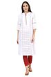 White Straight Dobby Kurta image number 0