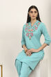 Green Cotton Blend Cotton Flex Kurta Pants Set image number 7