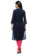Blue Cotton Straight Kurta image number 3