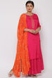 Pink Viscose Straight Suit Set image number 5
