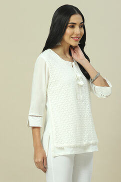 White Cotton Straight Top image number 3