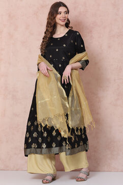 Black Kalidar Printed Suit Set image number 0