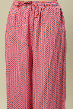 Pink LIVA Straight Printed Kurta Palazzo Suit Set image number 2