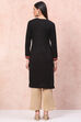 Black Acrylic Straight Kurta image number 4