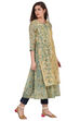 Beige Flared Polyester Kurta image number 4