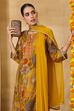 Yellow Viscose Blend Straight Printed Suit Set image number 8